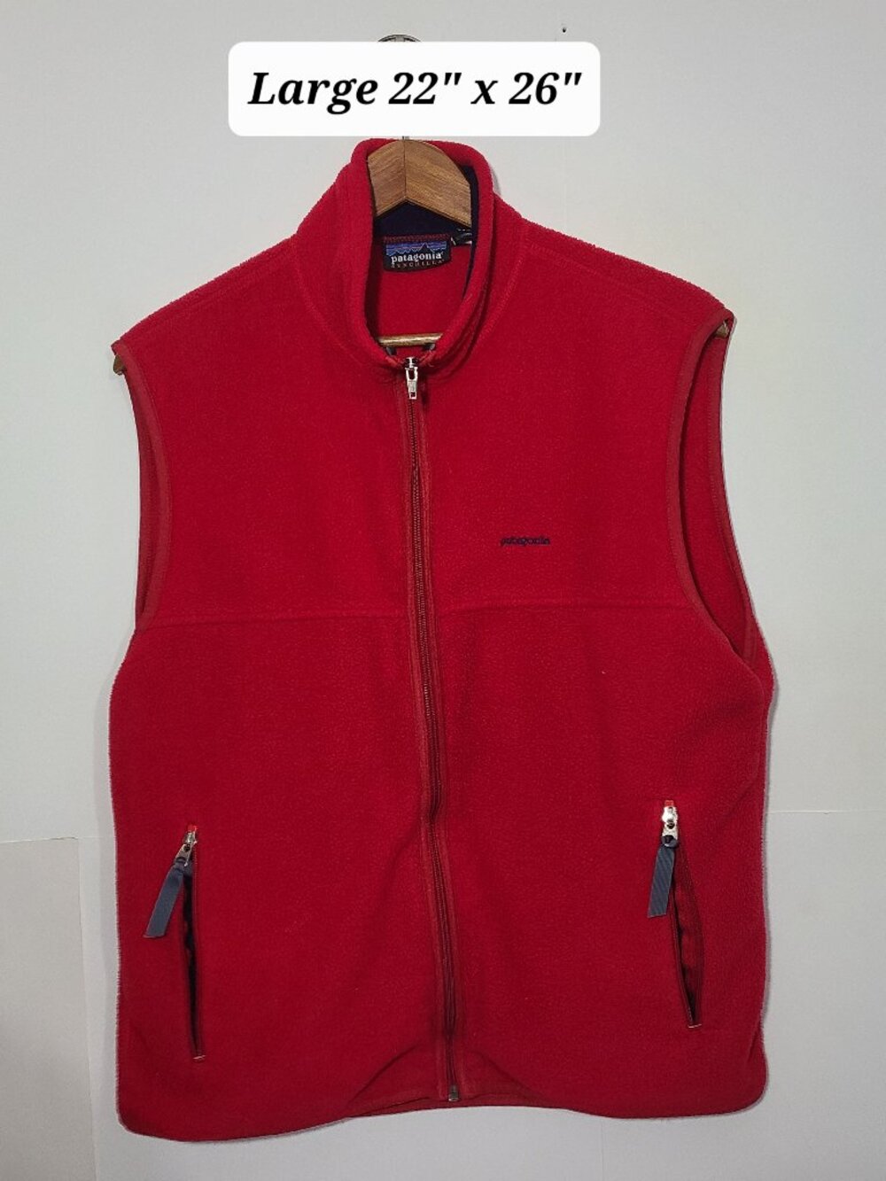 Vintage 90s Patagonia Synchilla Fleece Full Zip Large Red Vest Made in USA